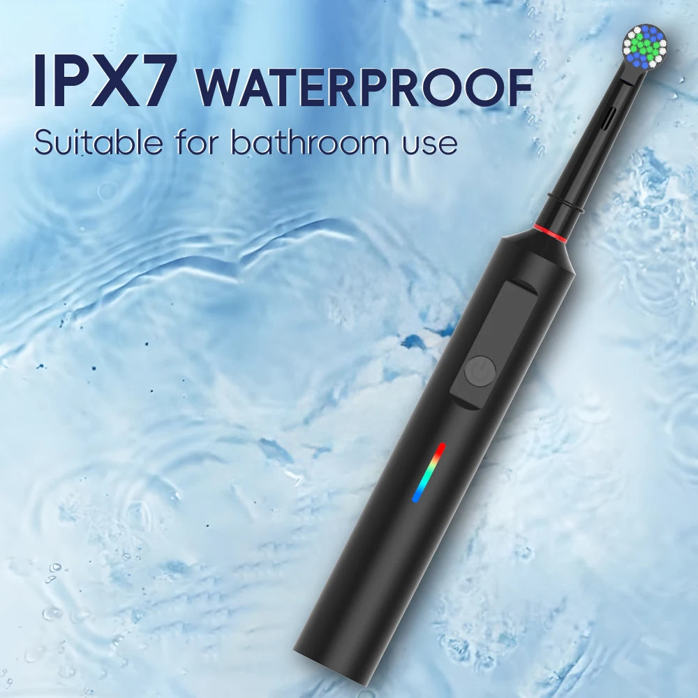 Smart Wireless Charging Rotating Electric Toothbrush, 3 Modes Rechargeable Rotation Toothbrush Compatible with Oral B Brush Head