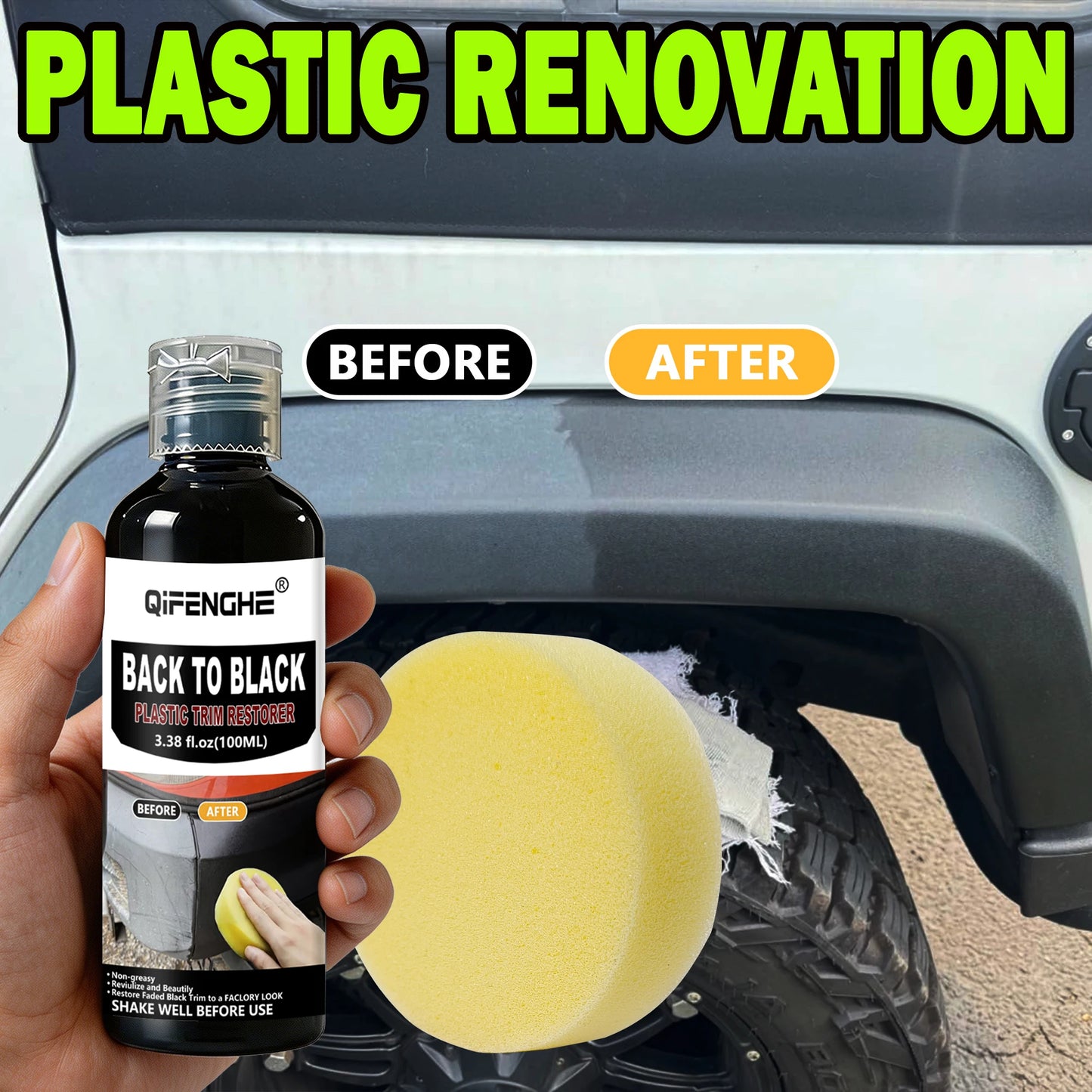 Black Trim Restorer - Lasts 6+ Months, Dye Infused Waterproof Plastic Restorer for Cars - Perfect for Faded Bumpers, Trim & Viny