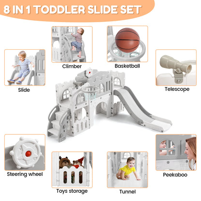 Children's Slide Outdoor Indoor Domestic Baby Sports 8 in 1 Slide Playset Family Multifunction Amusement Park Toys