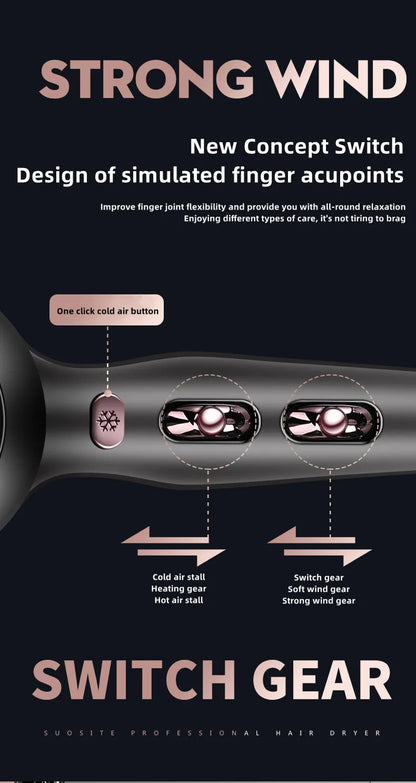 2300W Hair Salon Hair Dryer High Power Strong Wind Speed Dry Blue Light Ion Silent Home Hairdresser Special New Product