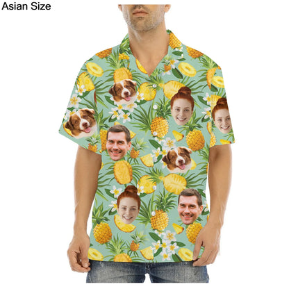 Hawaiian Shirt With Custom Face For Men Women Personalized Hawaii Gift For Girlfriend Boyfriend Tropical Beach Button Down Shirt