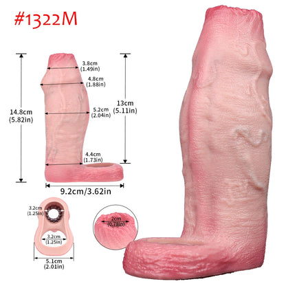 FAAK Silicone Penis Sleeve Ring Realistic Hollow Dildo Size S M Dildo Sheath Delay Ejaculating Cock Enlarger Sex Toys For Men