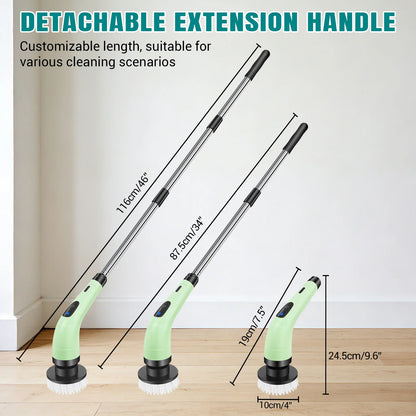 Cordless Electric Cleaning Brush - 7-in-1 Multi-Surface Scrubber with 2-Speed Adjustment, Detachable Extension Handle
