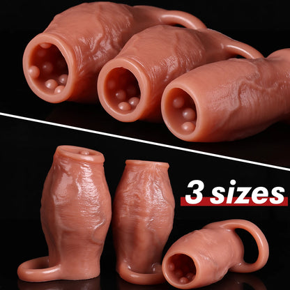 Penis Sleeve Cock Ring Power Ring Penis Cover Penis Ring for Men Delayed Ejaculation Penis Enlargement Silicone Adult Sex Toys