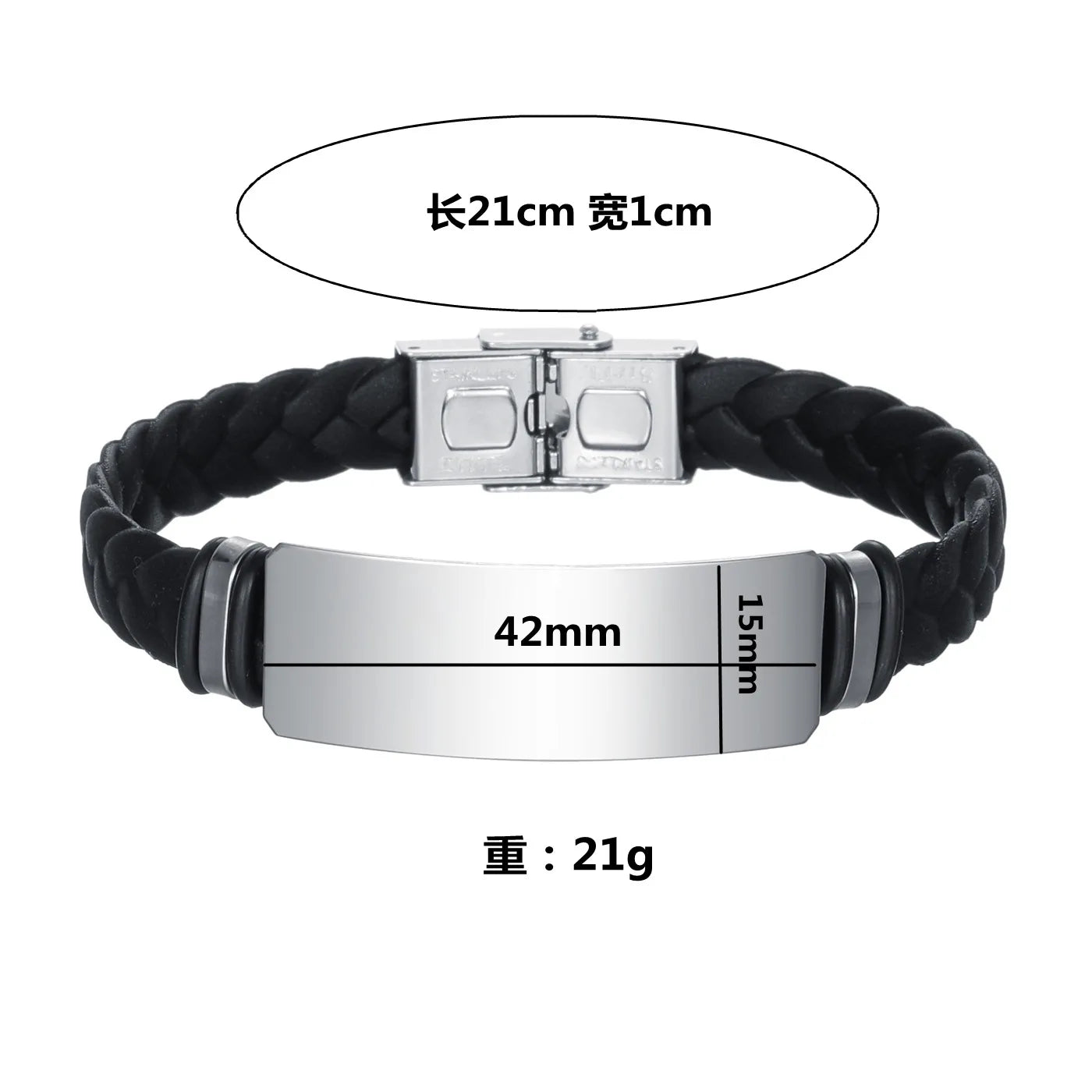 Bracelet Homme Twist Braid Leather Rope Bracelets For Men Stainless Steel Hiphop Rock Fashion Jewelry Accessories Wholesale
