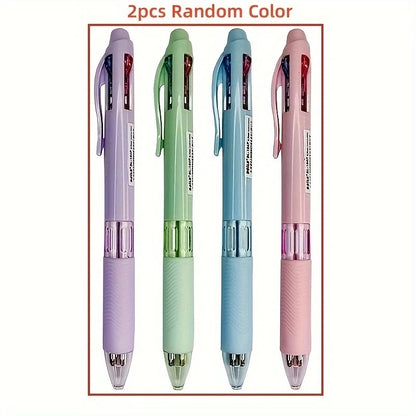 4 In 1 Multicolor Ballpoint Pens Creative Colorful Retractable Multifunction Pen Students Writing School Office Kawaii Supplies