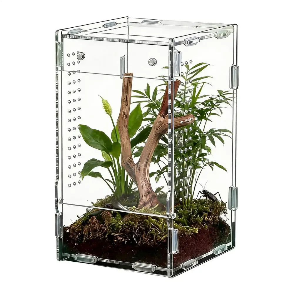 Acrylic Transparent Reptile Terrarium Breeding Box amphibian Cage Nano Arboreal Tarantula Enclosure Jumping spider Reptiles Habi