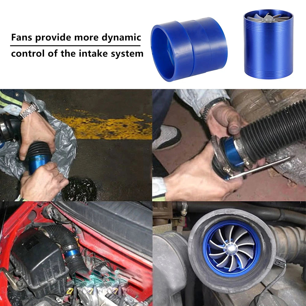 Universal Car Air Intake Turbonator Double Fan Turbine Super Charger Gas Fuel Saver Turbo for Car Truck SUV Vehicle Accessories