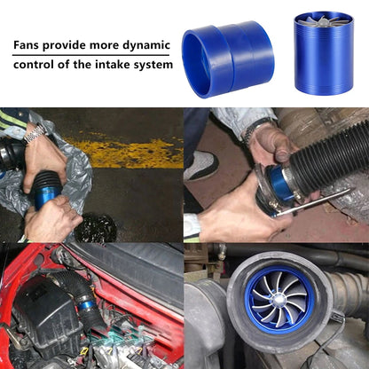 Universal Car Air Intake Turbonator Double Fan Turbine Super Charger Gas Fuel Saver Turbo for Car Truck SUV Vehicle Accessories