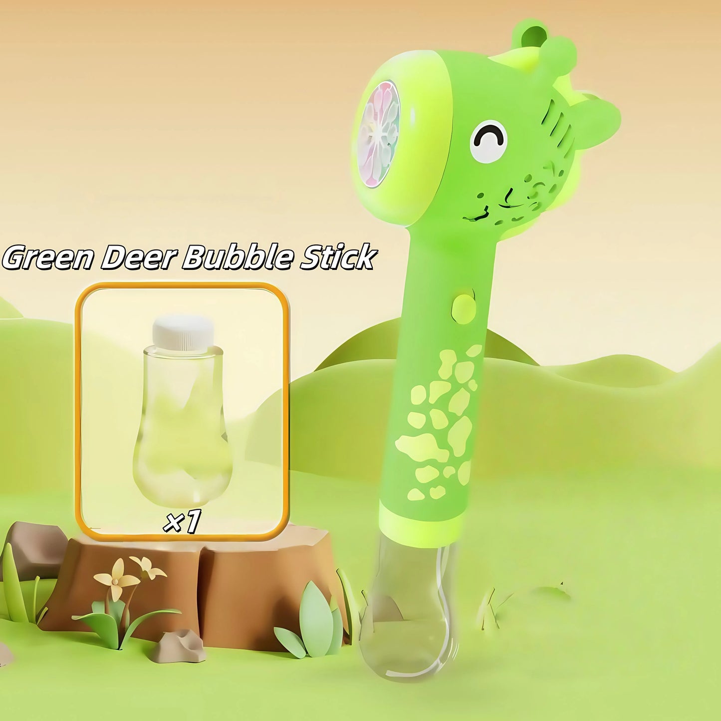 Cartoon Dinosaur Giraffe Bubble Blowing Machine for Children, Fully Automatic Handheld Bubble Stick, Luminous Bubble Toy