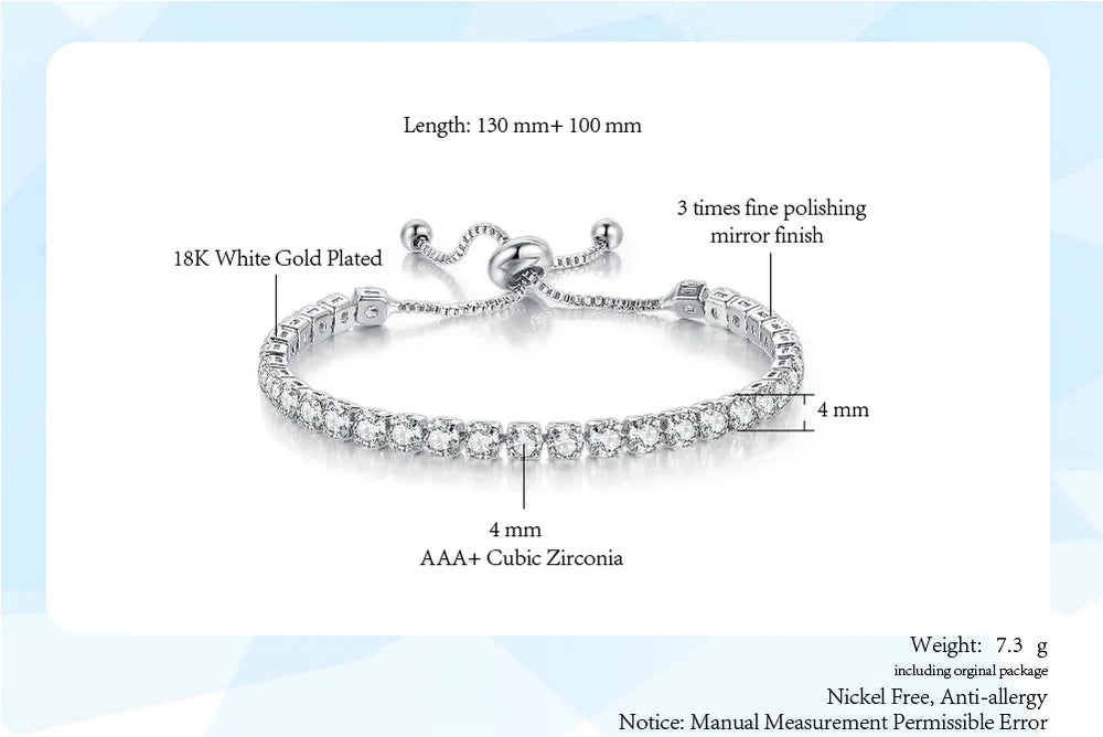 Adjustable Colorful Birthstone Tennis Bracelets for Women 4MM Crystal Bangle Female Hand Chain Trend Jewelry Accessories H133