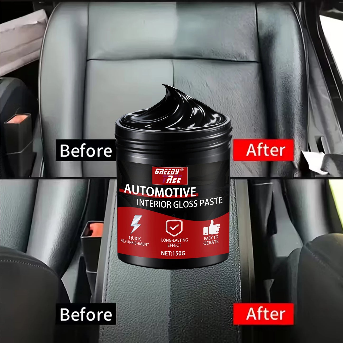 Automotive Plastic Restorer Whitening Cream - All-in-One Dashboard, Tire Seat Restorer, Polish For Car Interior Gloss Upholstery