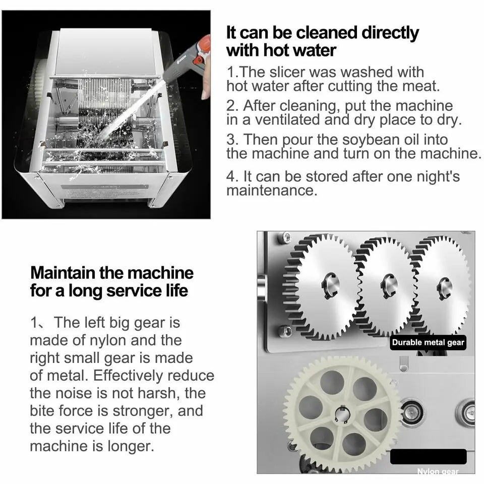 Commercial 850W Stainless Steel Electric Meat Slicer Household Meat Grinder Automatic Fish Vegetable Cutter Fillet Shredded Cut