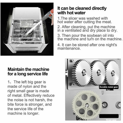 Commercial 850W Stainless Steel Electric Meat Slicer Household Meat Grinder Automatic Fish Vegetable Cutter Fillet Shredded Cut