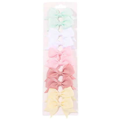 10Pcs/Set New Cute Solid Ribbon Bowknot Hair Clips for Baby Girls Handmade Bows Hairpin Barrettes Headwear Baby Hair Accessories