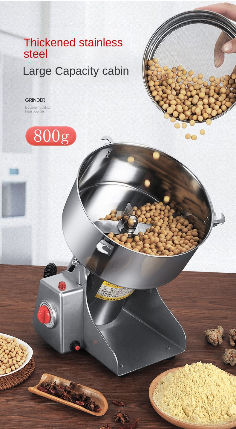 Electric Grain Mill Grinder Stainless Steel Pulverizer Powder Machine for Dry Herbs Grains Spices Cereals Coffee Corn 800G