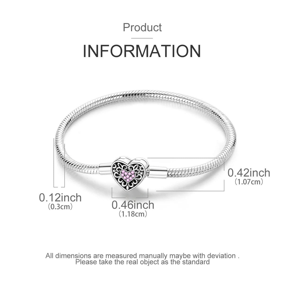 New Charm Bracelet 925 Silver Heart Shape Holy Mother Snake Chain Clasp Bracelet Fit Original Bead DIY Fashion Jewelry
