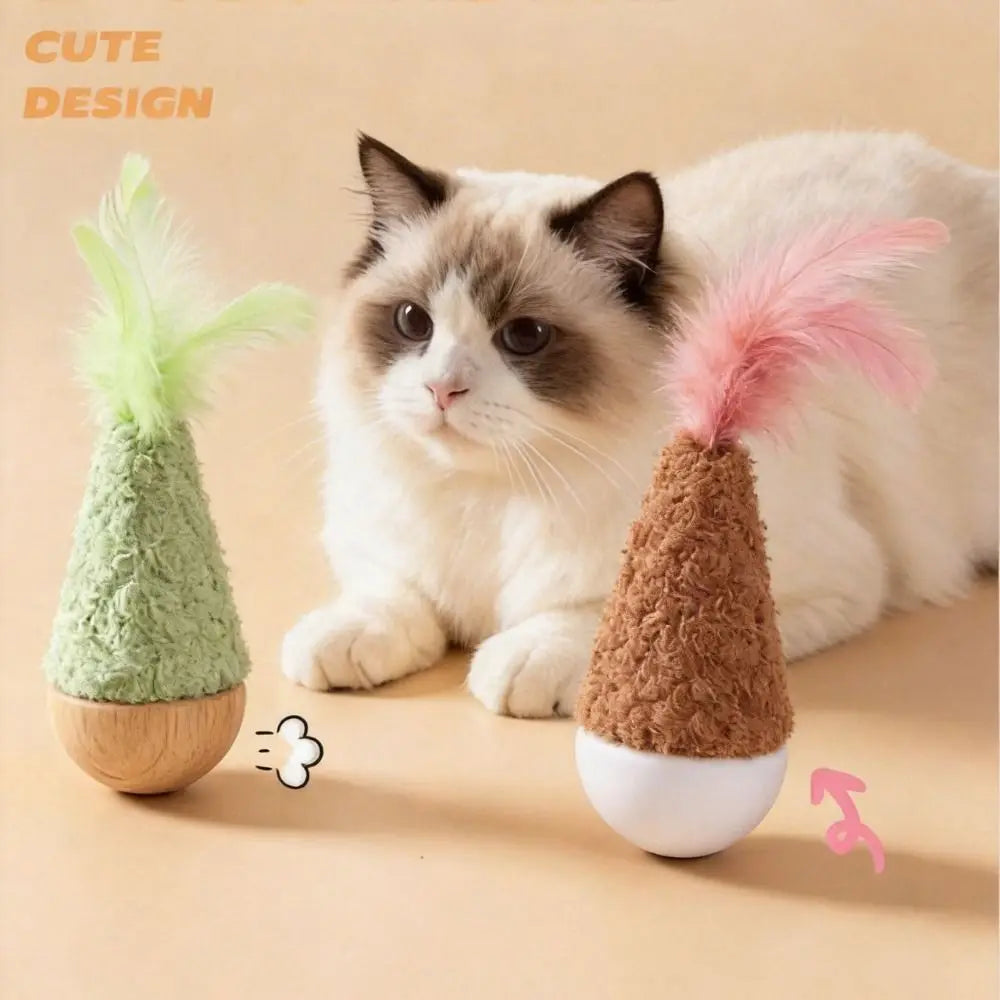Creative Feather Tumbler Wobbler Wobbler Design Non-toxic Cat Supplies Bite-resistant Attractive Interactive Cat Solo Play
