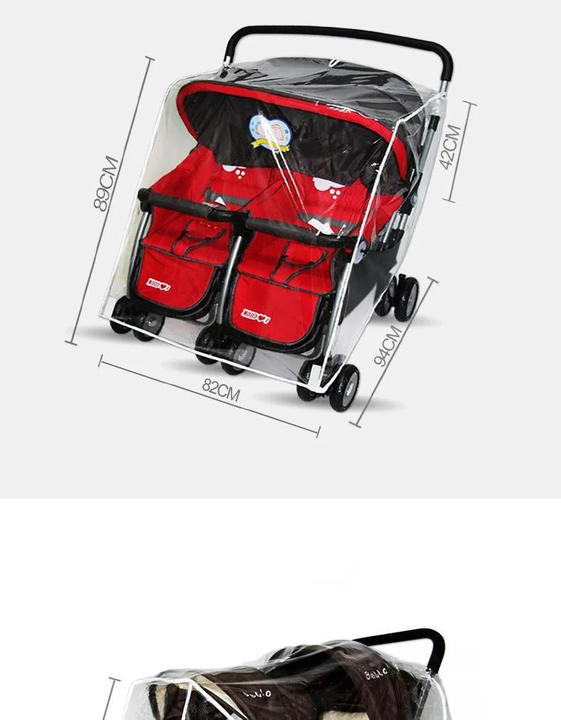 Universal Type Breathable Baby Pushchs Rain Cover For Twins Transparent Environmentally PVC Stroller Raincoat Wind Dust Shield