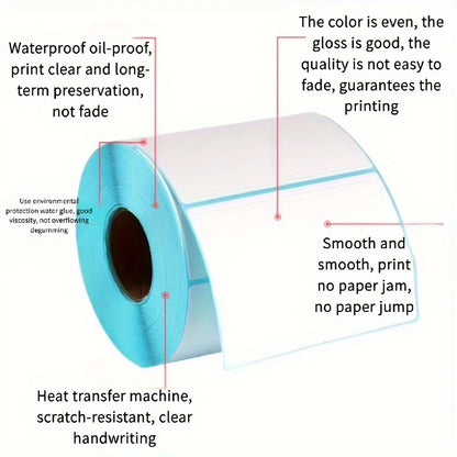 Thermal Paper Label for Warehouse & Logistics - High-Quality Adhesive Labels with Pre-Drilled Holes, Durable Blue，70*40mm