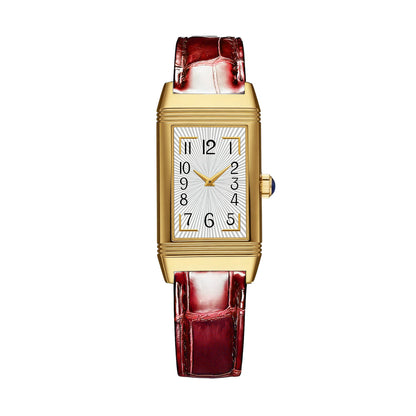 2025 Hot Sale Retro Niche Temperament Slide Design Leather Quartz Square Exquisite and Versatile Digital Watch 21mm
