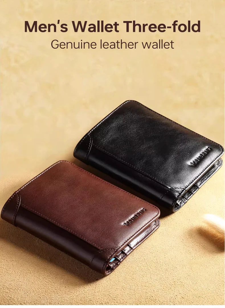 ManBang Classic Style Wallet Genuine Leather Men Wallets Short Male Purse Card Holder Wallet Men Fashion High Quality