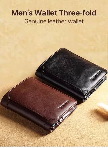 ManBang Classic Style Wallet Genuine Leather Men Wallets Short Male Purse Card Holder Wallet Men Fashion High Quality