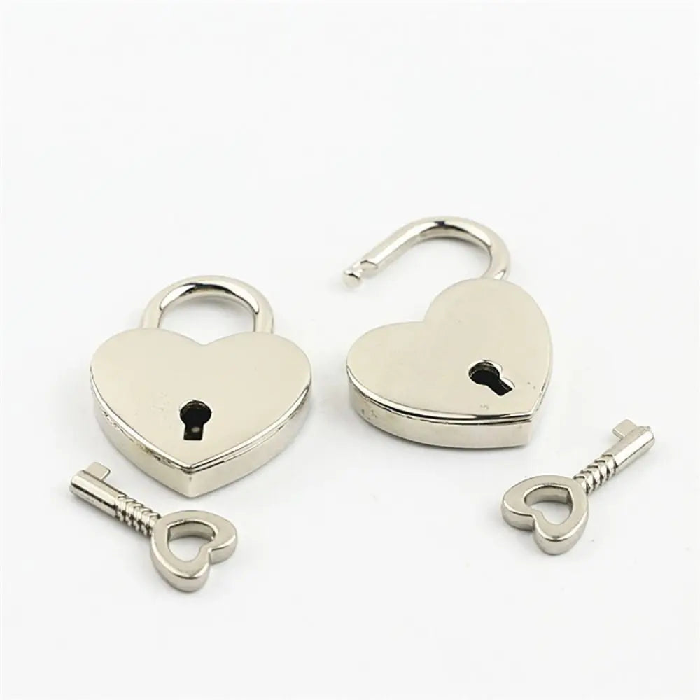 Travel Diary Book Suitcase Jewelry Box Heart Shape Padlock Key Lock Mini Padlocks Antique Style