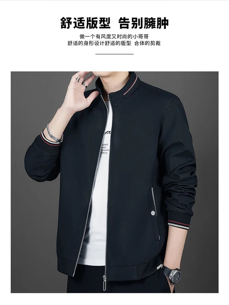 Men's Autumn Fashion Baseball Jackets Long Sleeve Stand Collar Loose Outwears Coats Sport Casual Slim Fit Business Jacket Male