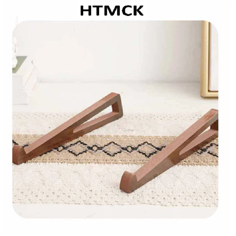 Portable Foldable Wooden Laptop Stand Ergonomic 12 Adjustable Angle Triangular Cooling Ventilation Design Office Desk Accessory