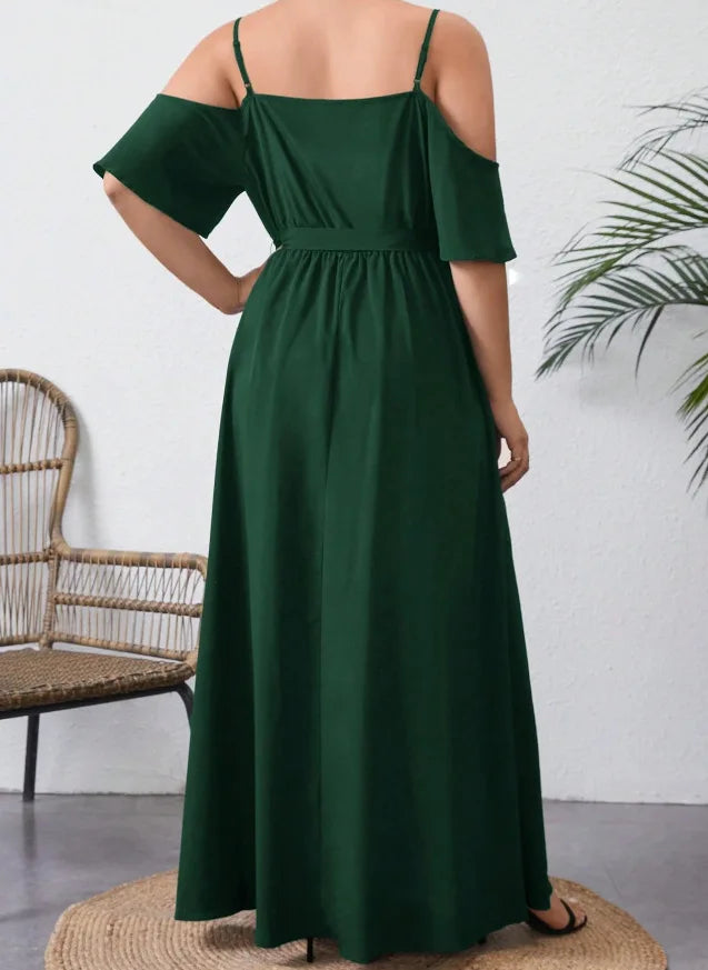 Plus Size Large Size Fashion Floral Print Women's Strap Dress Comfortable Casual Long Skirt Polyester Fabric Commute Style Th...