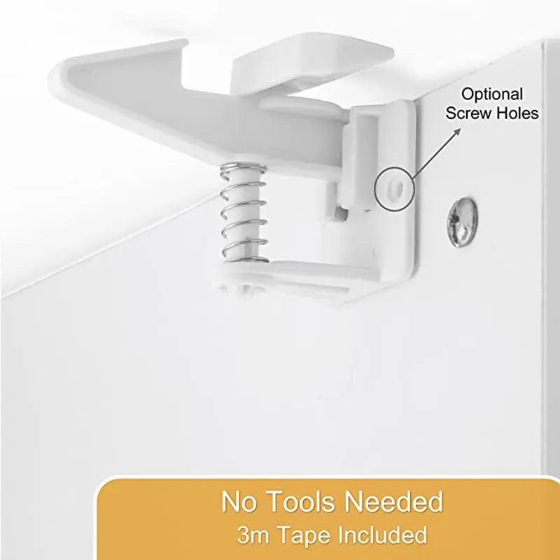 10pcs Baby Cabinet Locks Invisible Closet and Drawer Lock Child Security Protector No Drilling Installation White