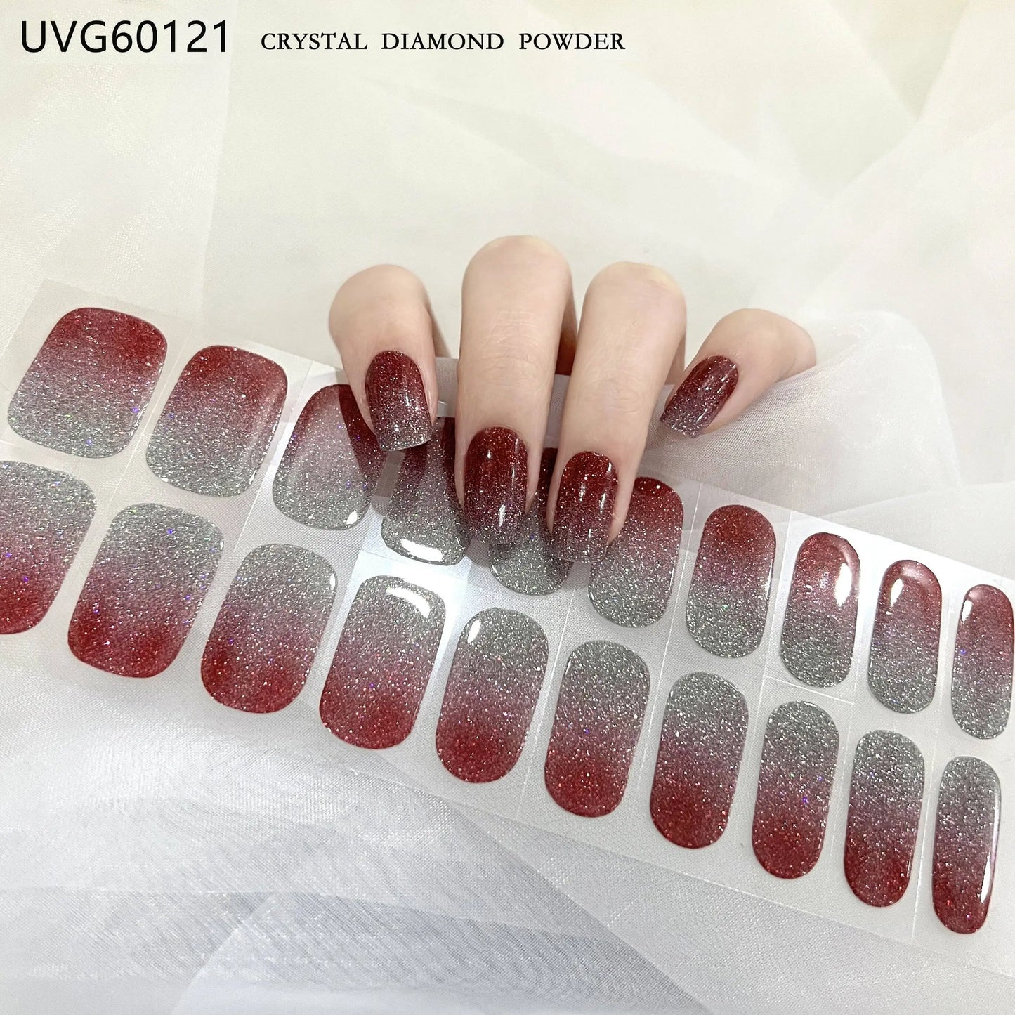 16/20/22Tips Semi-Cured Gel Nail Wraps Full Cover Manicure DIY Waterproof Long Lasting Gel Nail Stickers set for UV Lamp Need