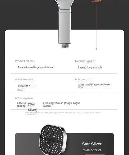 13CM Large Panel Shower 3 Modes Shower Head High Pressure Water Massage Shower Head Set with Cartridge Bathroom Accessories