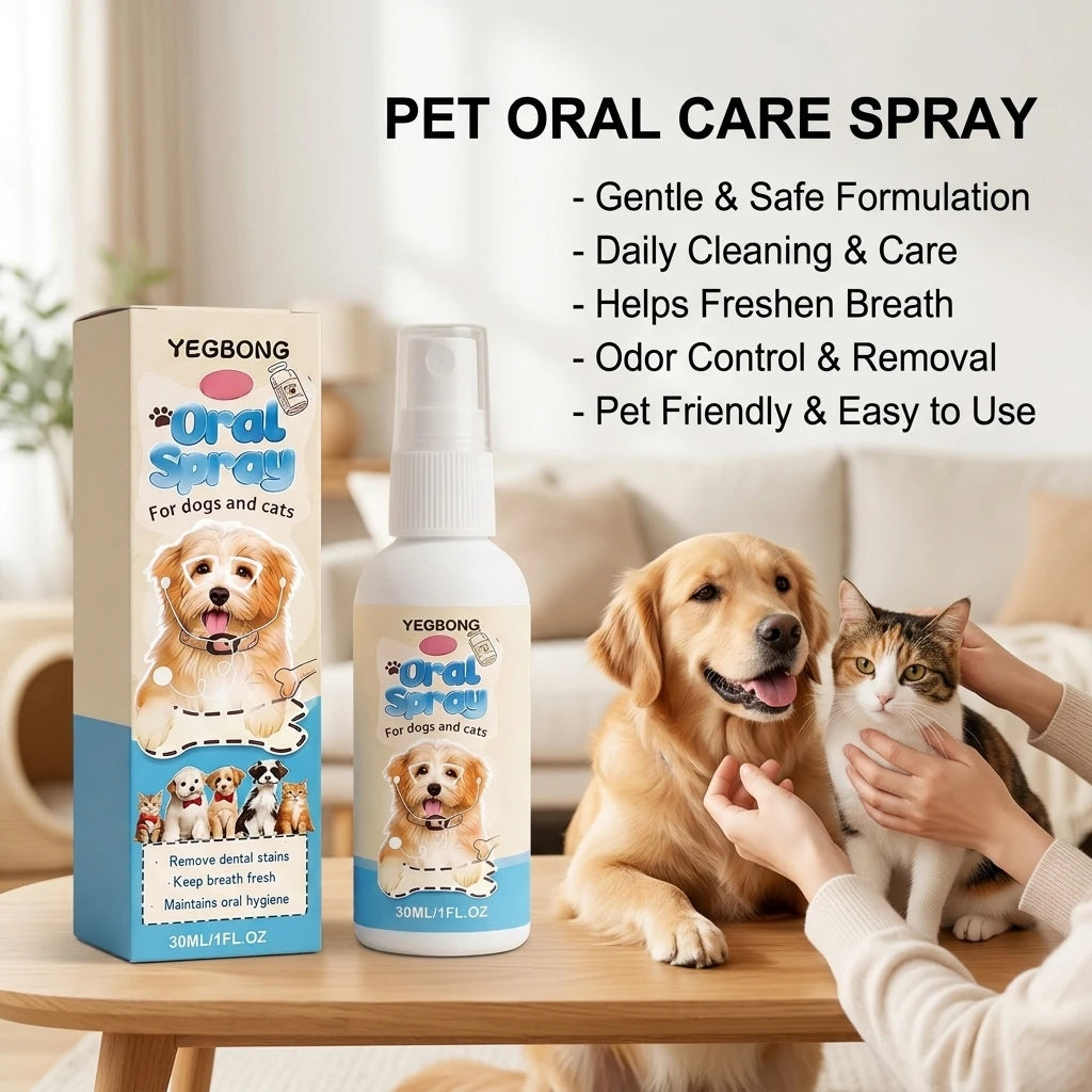Pet Oral Spray Removing Dental Plaque Eliminating Odors Freshen Breath Soothing Gums Mild Formula No-Brush Pet Dental Care Agent