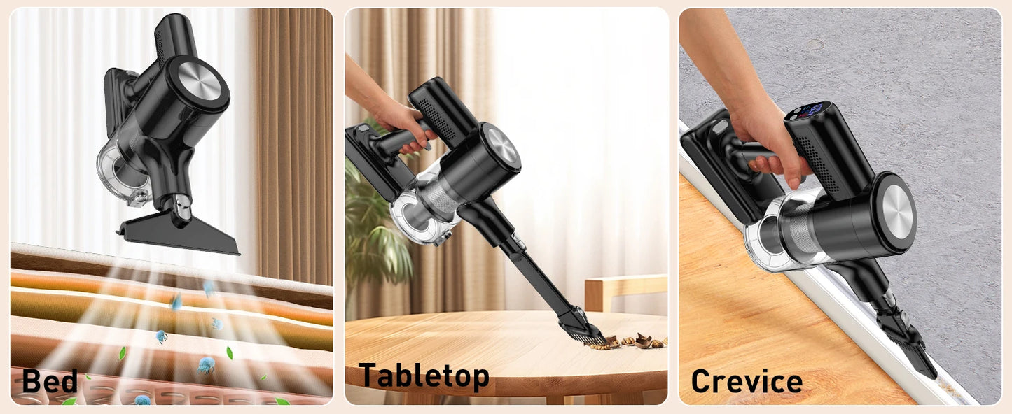 Cordless Vacuum Cleaner, 55Kpa/55min Self-Standing Powerful Stick Lightweight Vacuum Cleaner for Home Pet Hair/Hard Floor/Carpet
