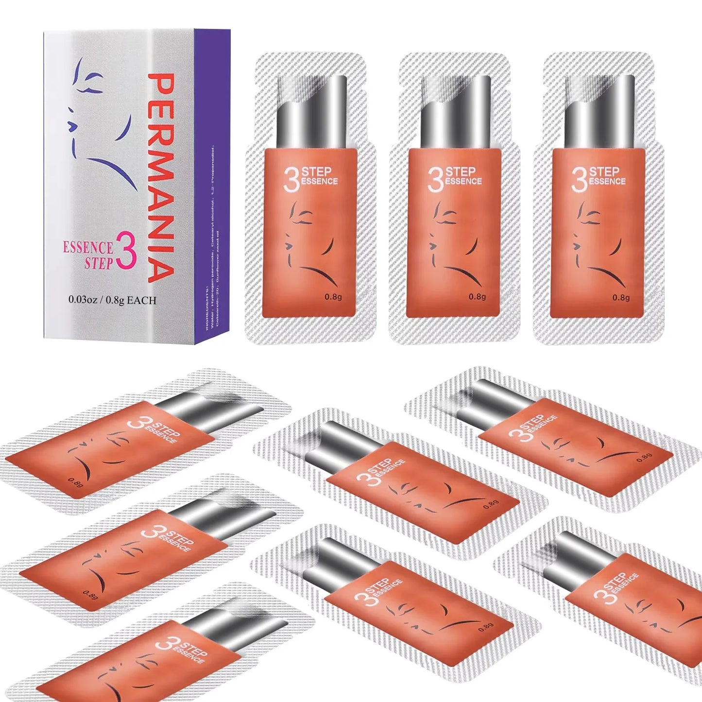 PERMANIA Korea 10 Pcs/Lot 5-8 Mins Lash Lift Eyelash Perm Kit Sachet Number #1#2#3 Setting Lotion Curling Perming Makeup Tool
