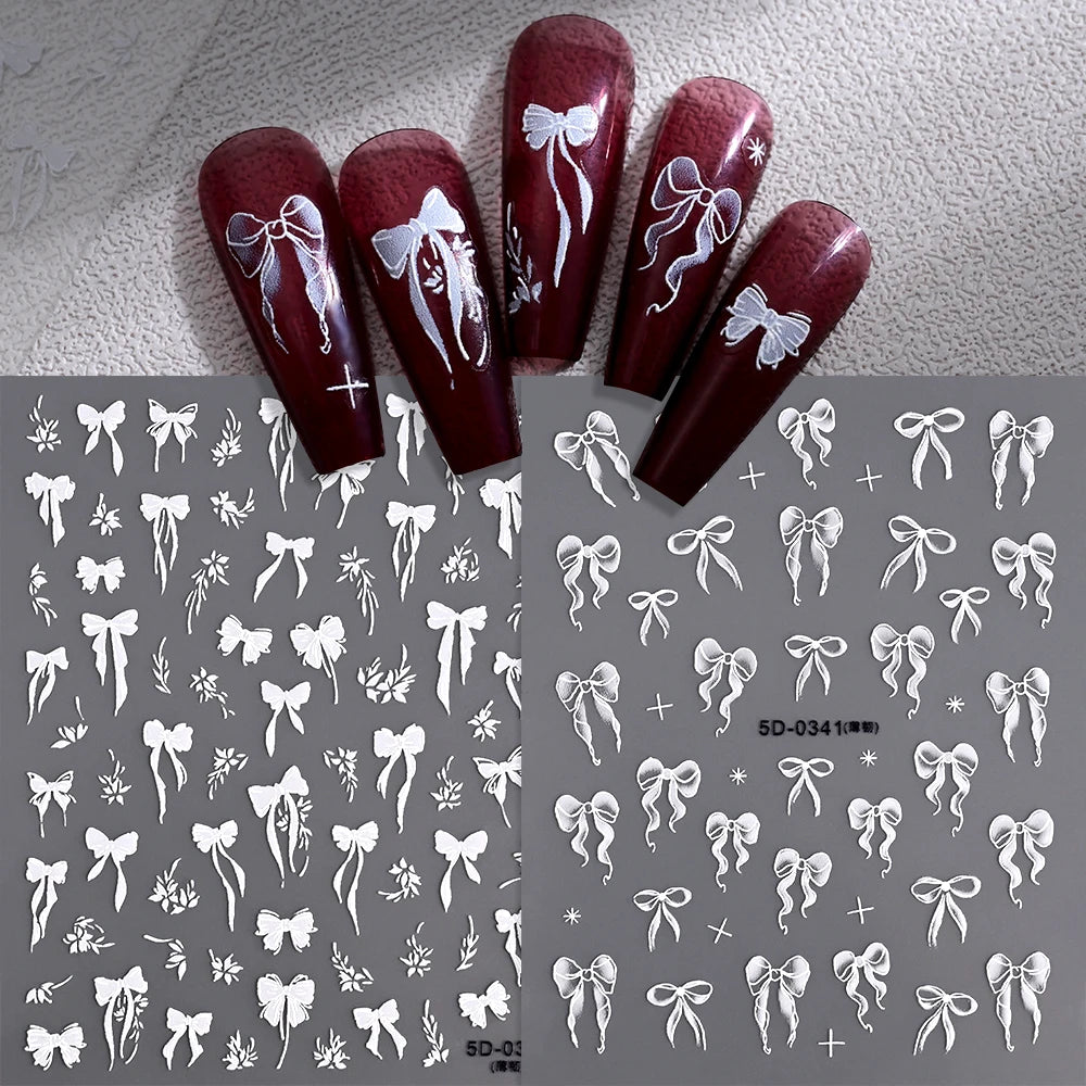 2Sheets French Gradient Line Nail Art Stickers 3D Self-Adhesive White+Black Slider Design Stencil Manicure Guides DIY Nail Decor