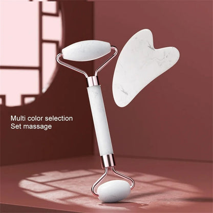 Facial Massage Roller With Gua Sha Stone Multifunctional Massager For Body Eye Acupoint Relief Anti-Aging Daily Skin Care Tools