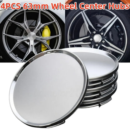 4PCS 63mm No Logo Universal ABS Plastic Car Wheel Center Cap Hubcap Chrome Silver Car Vehicle Rim Hub Cap Auto Replacement Part