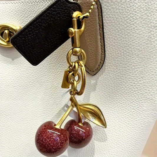 Cherry Bag Charm Women Key Rings keychain Retro-Cool Cherry Motif In Glittery Resin Clip it To Favorite Bag Set of Keys For