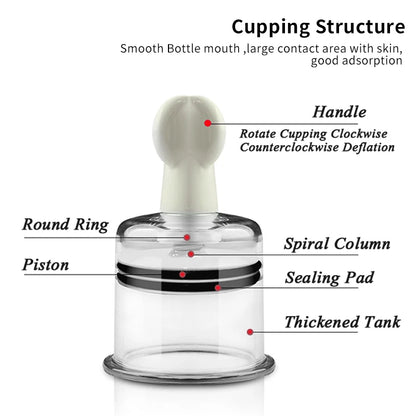 4 Sizes Rotating Handle Twist Suction Cupping Cup Nipple Enhancer Massage Vacuum Cans Suction Cup Anti Cellulite Massager