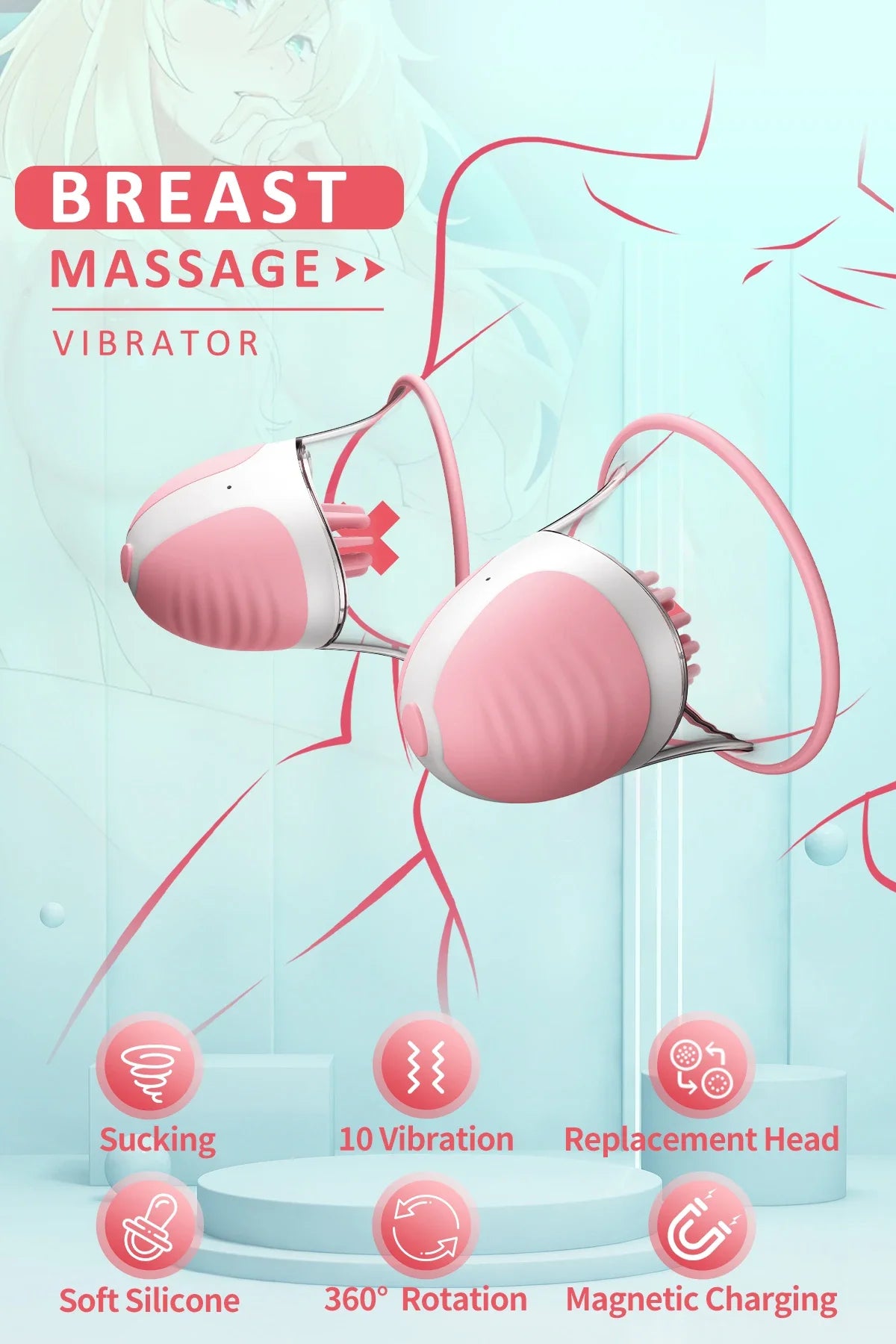 Breast Enhancement Sucking Vibrator Rotating Vacuum Pump Bra Sucker AV Breast Massager Female Nipple Stimulation Masturbator