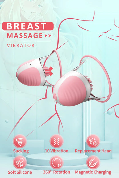 Breast Enhancement Sucking Vibrator Rotating Vacuum Pump Bra Sucker AV Breast Massager Female Nipple Stimulation Masturbator