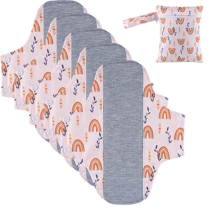BIAI 5PCS Anti-slip Graphene Sanitary Pads With Wet Bag Reusable Care Pads Breathable Maternity Menstrual Pads For Women 20*23CM