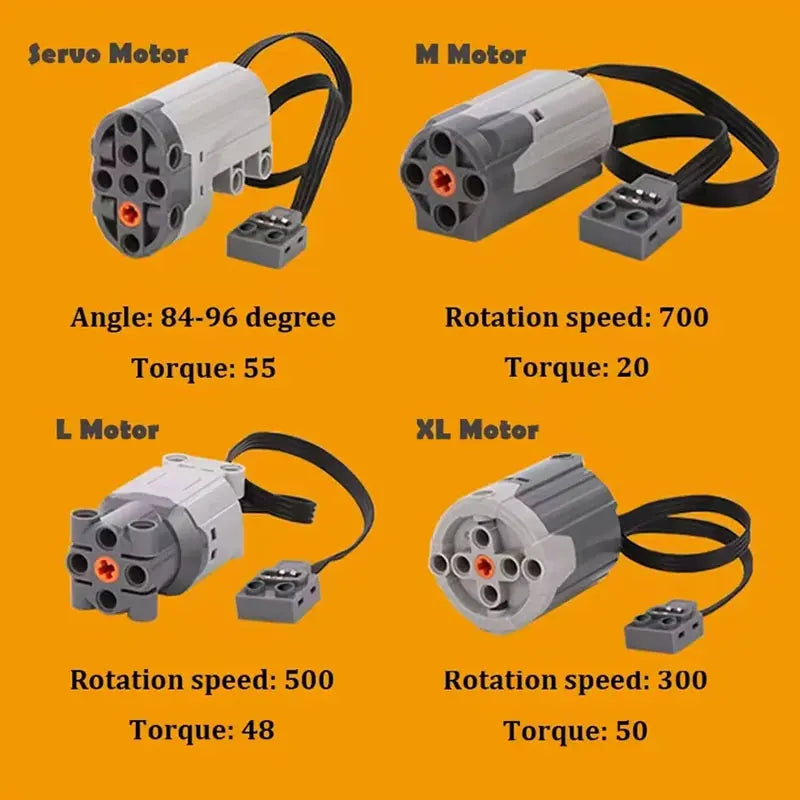 MOC Power Functions M/L/XL Motor Battery Box IR Remote Receiver for RC Car Robot Model Building Blocks Technical Modified Parts