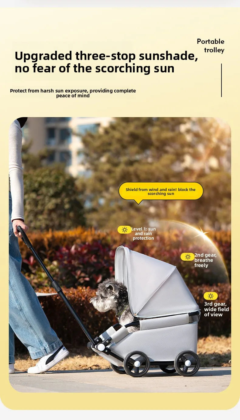 Small Dog Pet Stroller Foldable Lightweight Travel Outdoors Cross Border US Europe Pet Trolley Pet Stroller Trolley for Dog