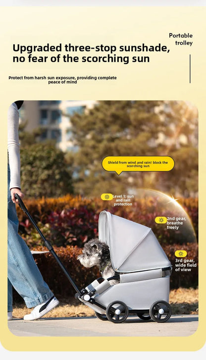 Small Dog Pet Stroller Foldable Lightweight Travel Outdoors Cross Border US Europe Pet Trolley Pet Stroller Trolley for Dog