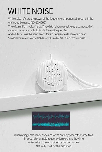 White Noise Sound Machine Portable Baby Sleep Machine 10 Soothing Sounds Volume Adjustable Built-in Rechargeable Battery USB