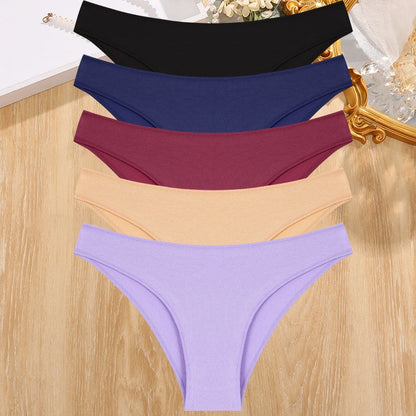 5PCS/Set Cotton Women's Panties Female Underwear Sexy Briefs Lingerie Smooth Comfortable Underpants Solid Color Pantys M-XXL